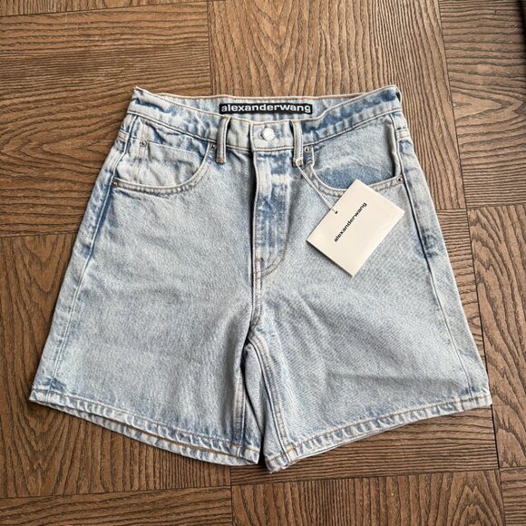 None Pants - Denim Blue Jean Shorts Wide Leg Baggy size 24